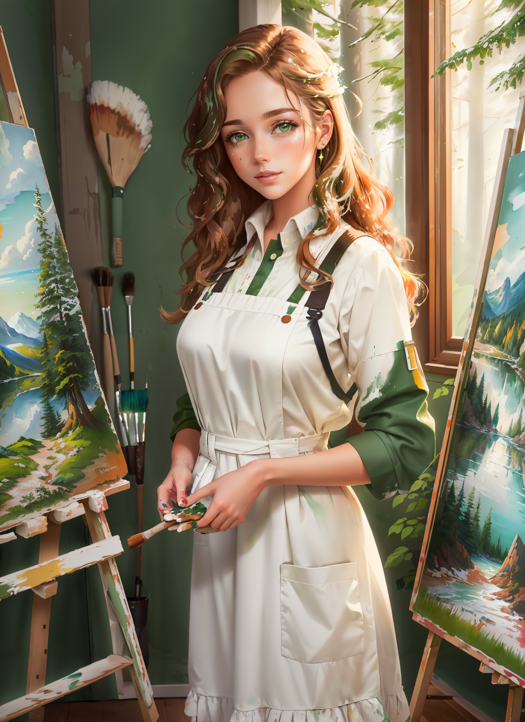 00408-3891000295-Canadian Landscape Painter (Late 20th Century)_ A (pretty young woman_1.1) with loose, wavy chestnut hair, (sparkling green eyes.png